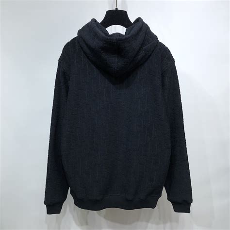 Oversized Hooded Sweatshirt with Dior Oblique Motif Navy Blue 